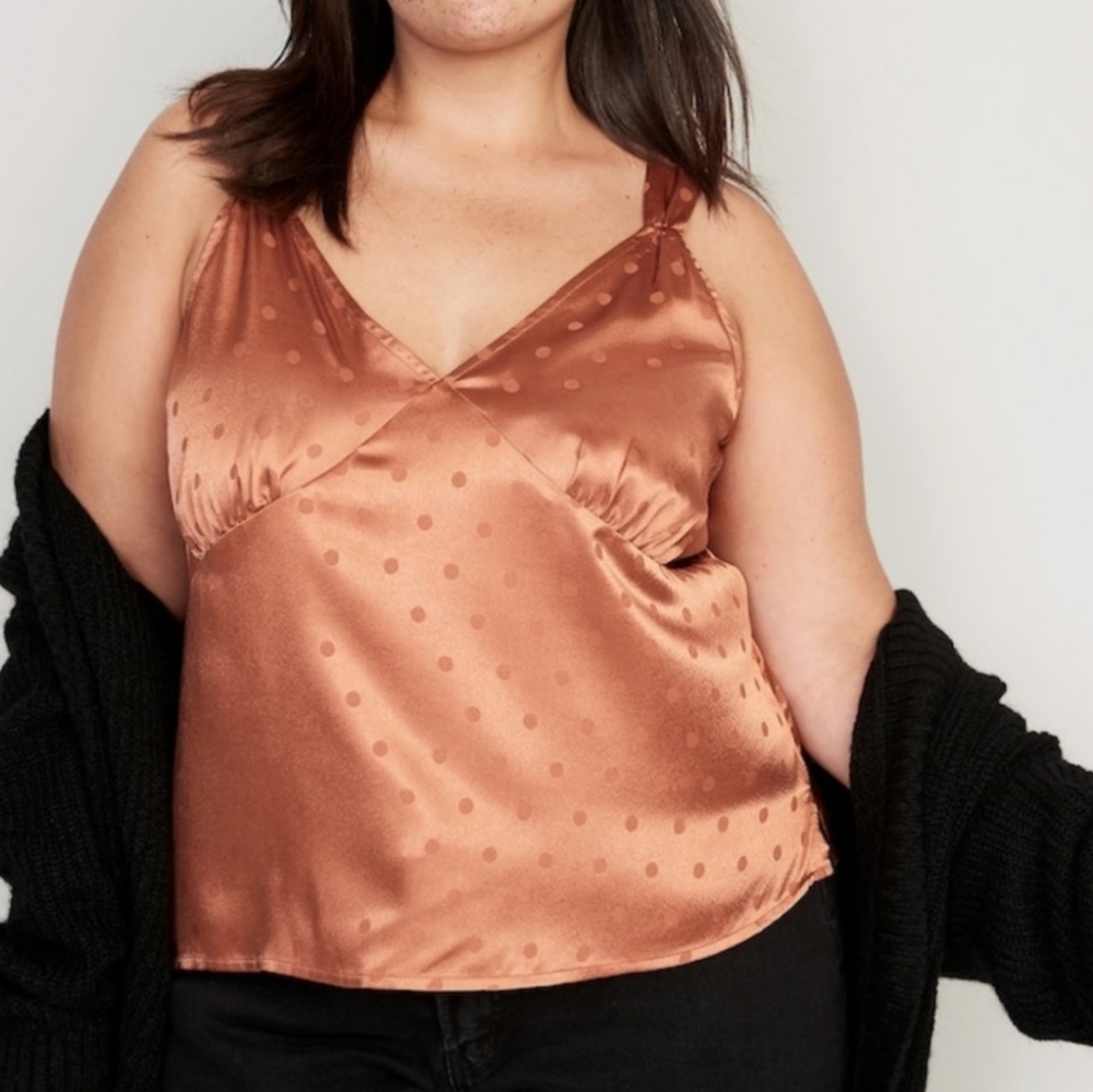 Polka-Dot Satin Jacquard Cami Top